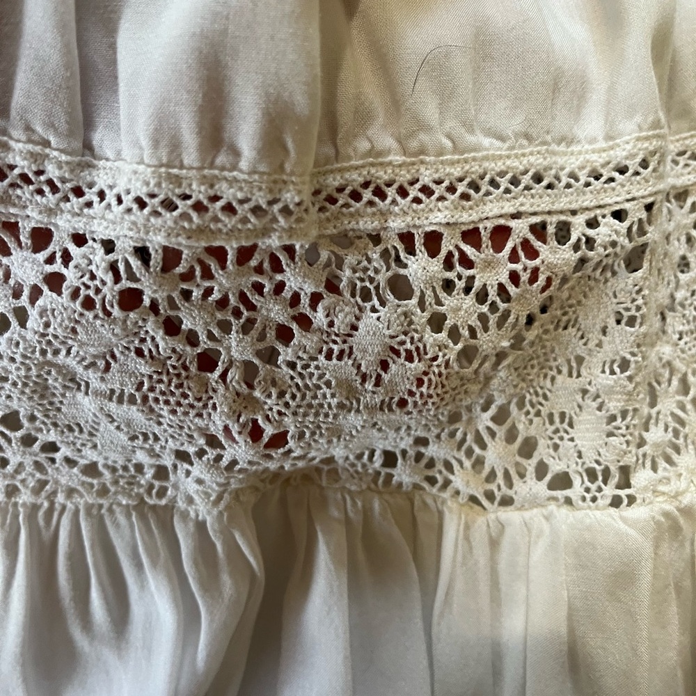 Sz XS EUC Lucky Brand white lace v neck button front summer dress with pockets - Picture 8 of 9
